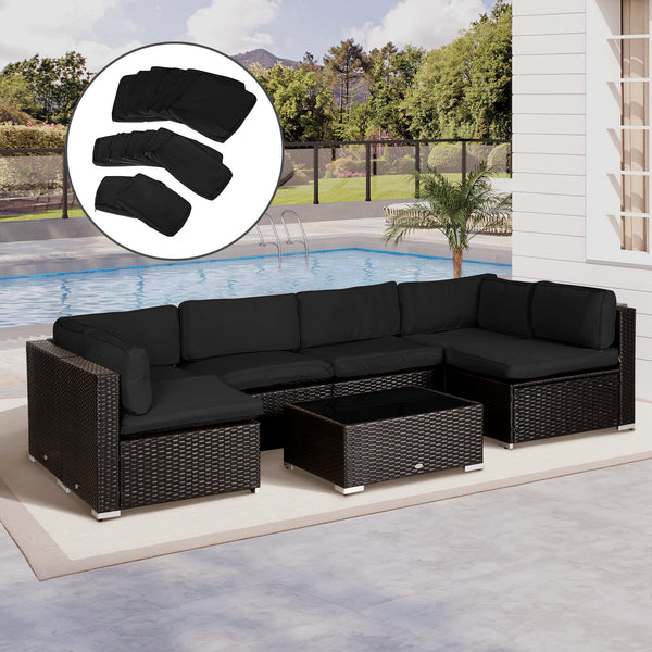 14Pcs Outdoor Cushion Covers, Patio Cushion Covers Replacement for Rattan Sofa Set - No Cushion Included, Black