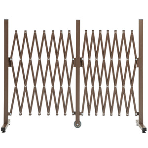 Expanding Fence Panel, Freestanding Aluminium Alloy Trellis Fence with Movable Scissor Grid and Wheel, 52-405cm Foldable Decorative Garden Fence for Patio Pet Safety, Dark Brown