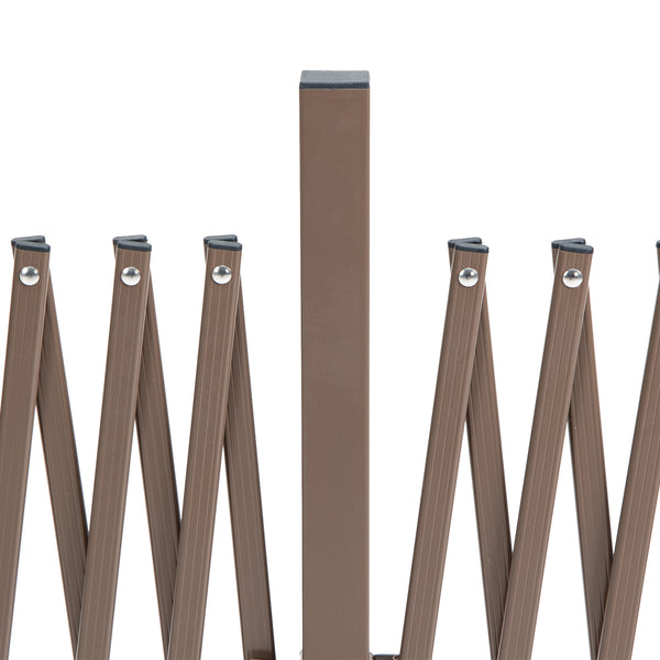 Expanding Fence Panel, Freestanding Aluminium Alloy Trellis Fence with Movable Scissor Grid and Wheel, 52-405cm Foldable Decorative Garden Fence for Patio Pet Safety, Dark Brown