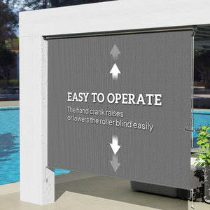 8'W x 6'H Roller Shades, Outdoor Blinds Cordless Roll Up Shade for Porch Balcony Gazebo, Dark Grey
