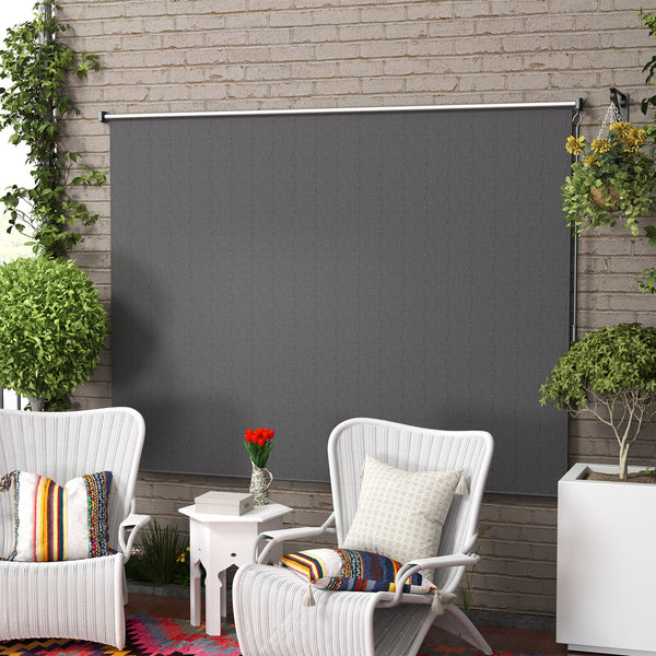 8'W x 6'H Roller Shades, Outdoor Blinds Cordless Roll Up Shade for Porch Balcony Gazebo, Dark Grey