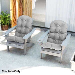 Adirondack Chair Cushions Set of 2, Tufted Lawn Chair Cushions, High Back Patio Chair Cushions with Ties, Non-Slip Muskoka Chair Cushions, Light Grey