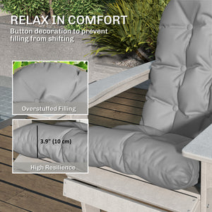 Adirondack Chair Cushions Set of 2, Tufted Lawn Chair Cushions, High Back Patio Chair Cushions with Ties, Non-Slip Muskoka Chair Cushions, Light Grey