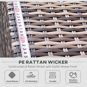 7 Pieces PE Rattan Garden Furniture Set with Thick Padded Cushion, Patio Garden Corner Sofa Sets with Glass Coffee Table and Pillows, Buckle Structure, Grey