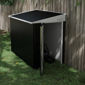 4' x 8' Steel Garden Storage Shed Lean to Shed Outdoor Metal Tool House with Lockable Door and 2 Air Vents for Backyard, Patio, Lawn, Dark Grey