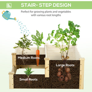 3 Tier Raised Garden Bed, Outdoor Planter Box, Wooden Garden Box with Open Bottom for Growing Vegetables, Herbs, Flowers, 42.5" x 34.75" x 14.25", Natural