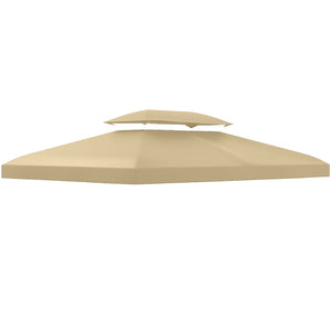 13.1' x 9.8' Gazebo Replacement Canopy 2 Tier Top UV Cover Pavilion Garden Patio Outdoor, Beige (TOP ONLY)