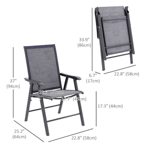 4-Piece Folding Dining Chair Set for Relaxing on Patio, Balcony, or Garden, Comfortable Outdoor Furniture with Armrests, Dark Grey