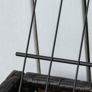 Modern Elevated Metal Raised Garden Bed with Rattan Wicker Look, Underneath Tool Storage Rack, Brown