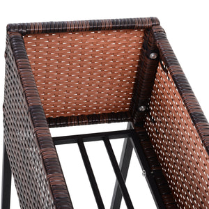 Modern Elevated Metal Raised Garden Bed with Rattan Wicker Look, Underneath Tool Storage Rack, Brown