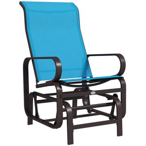 Patio Glider with Breathable Mesh Fabric, Outdoor Glider Chair, Garden Rocking Gliding Seat for Patio, Yard, Porch, Blue