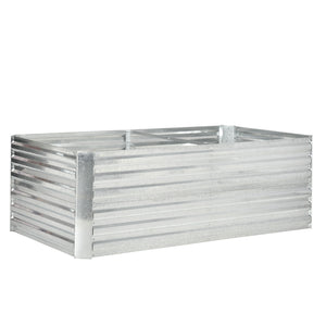 Outsunny Galvanized Raised Garden Bed Kit with Reinforcing Bars, Large and Tall Metal Planter Box for Vegetables, Flowers and Herbs, 6' x 3' x 2', Silver