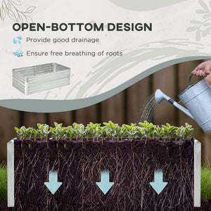 Raised Garden Bed, 6' x 3' x 2' Galvanized Steel Planters for Outdoor Plants with Multi-reinforced Rods for Vegetables, Flowers and Herbs, Silver