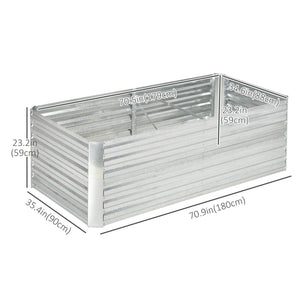 Raised Garden Bed, 6' x 3' x 2' Galvanized Steel Planters for Outdoor Plants with Multi-reinforced Rods for Vegetables, Flowers and Herbs, Silver