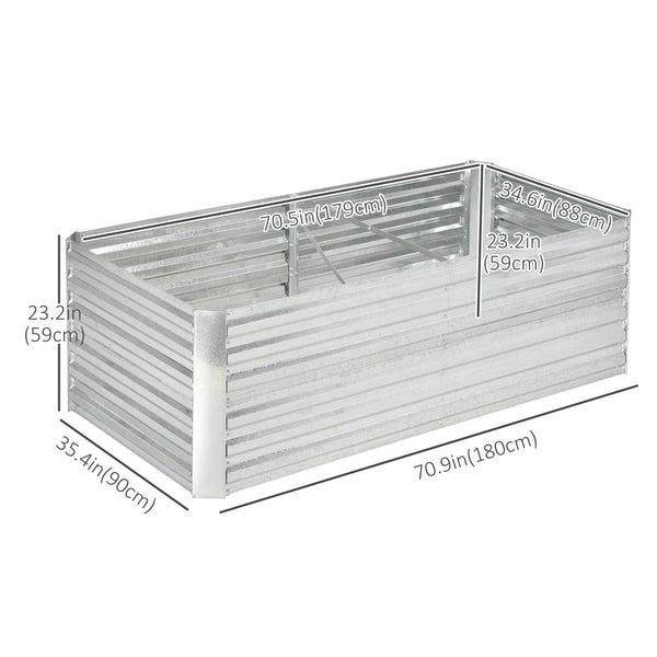 Raised Garden Bed, 6' x 3' x 2' Galvanized Steel Planters for Outdoor Plants with Multi-reinforced Rods for Vegetables, Flowers and Herbs, Silver
