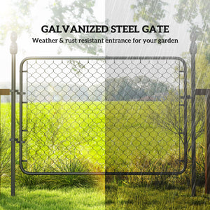 Garden Gate Chain Link Fence Gate, Galvanized Steel Garden Door for Yard Entrance Way, 26-71 in. W x 4 ft. H, Black