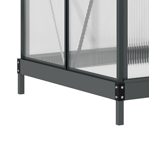 6' x 4' x 6.6' Polycarbonate Greenhouse, Walk-In Green House Kit Garden, Plants Grow, Galvanized Sheet Aluminum Frame with Rain Gutter, Vent and Sliding Door, Grey