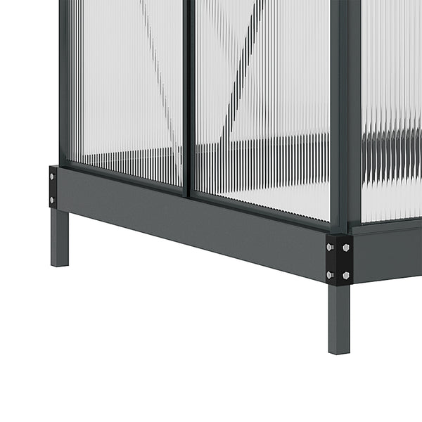 6' x 4' x 6.6' Polycarbonate Greenhouse, Walk-In Green House Kit Garden, Plants Grow, Galvanized Sheet Aluminum Frame with Rain Gutter, Vent and Sliding Door, Grey