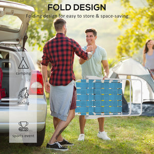 Outsunny Set of 4 Patio Folding Chairs, Classic Outdoor Camping Chairs, Portable Lawn Chairs for Camping, Garden, Pool, Beach, Backyard w/ Armrests, Blue