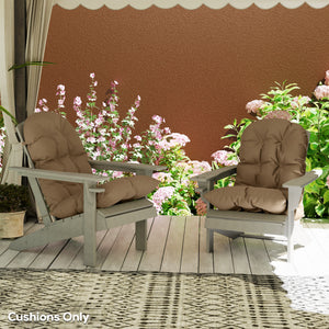Adirondack Chair Cushions Set of 2, Tufted Lawn Chair Cushions, High Back Patio Chair Cushions with Ties, Non-Slip Muskoka Chair Cushions, Khaki