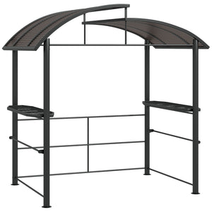 2.4 x 1.5m Grill Gazebo Outdoor BBQ Gazebo Canopy with Side Shelves Hanging Poles Great Ventilation PC Board