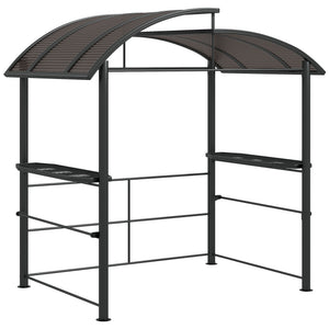 2.4 x 1.5m Grill Gazebo Outdoor BBQ Gazebo Canopy with Side Shelves Hanging Poles Great Ventilation PC Board