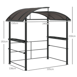 2.4 x 1.5m Grill Gazebo Outdoor BBQ Gazebo Canopy with Side Shelves Hanging Poles Great Ventilation PC Board