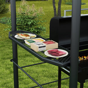 2.4 x 1.5m Grill Gazebo Outdoor BBQ Gazebo Canopy with Side Shelves Hanging Poles Great Ventilation PC Board