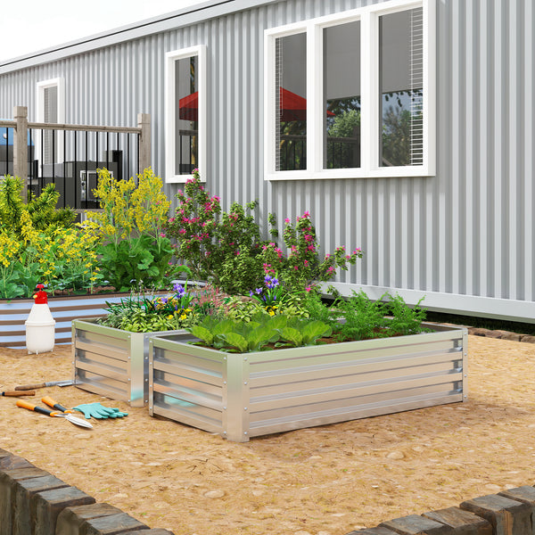 Galvanized Raised Garden Bed, 4' x 2' x 1' Metal Planter Box, for Growing Vegetables, Flowers, Herbs, Succulents, Silver
