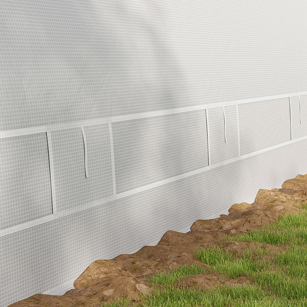 6 x 3(m) Walk-in Polytunnel Greenhouse with Upgraded Structure, Zipped Roll Up Mesh Door, 8 Mesh Windows, Tunnel Warm House Tent with PE Cover, 15 Plant Labels and Gloves, White