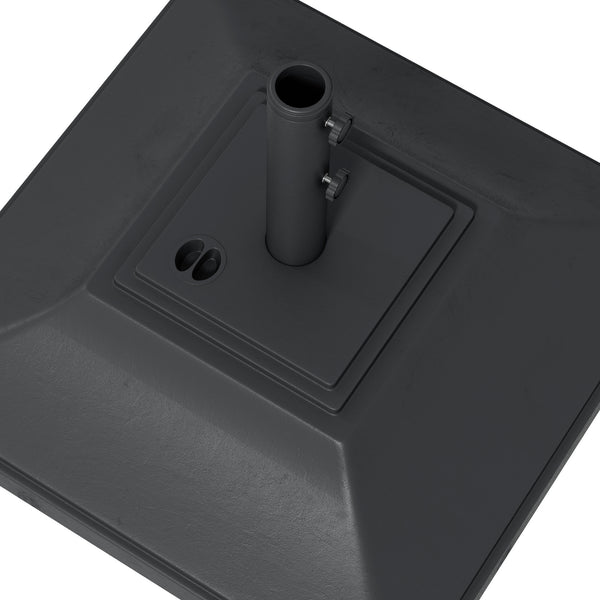 Square Parasol Base with Wheels, 45kg Water or 60kg Sand Filled, Heavy Duty HDPE Umbrella Stand with Double Adjustable Knob, Fillable Parasol Stand for 38mm and 48mm Poles, Black