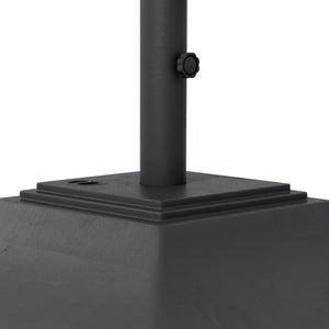 Square Parasol Base with Wheels, 45kg Water or 60kg Sand Filled, Heavy Duty HDPE Umbrella Stand with Double Adjustable Knob, Fillable Parasol Stand for 38mm and 48mm Poles, Black
