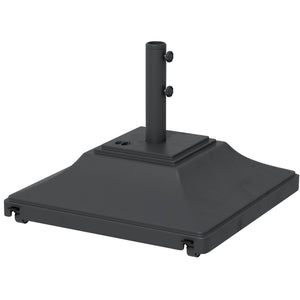 Square Parasol Base with Wheels, 45kg Water or 60kg Sand Filled, Heavy Duty HDPE Umbrella Stand with Double Adjustable Knob, Fillable Parasol Stand for 38mm and 48mm Poles, Black