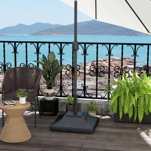 Square Parasol Base with Wheels, 45kg Water or 60kg Sand Filled, Heavy Duty HDPE Umbrella Stand with Double Adjustable Knob, Fillable Parasol Stand for 38mm and 48mm Poles, Black