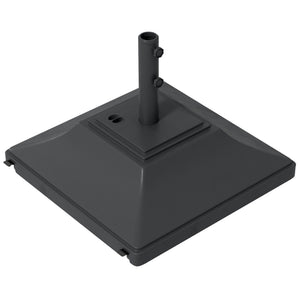 Square Parasol Base with Wheels, 45kg Water or 60kg Sand Filled, Heavy Duty HDPE Umbrella Stand with Double Adjustable Knob, Fillable Parasol Stand for 38mm and 48mm Poles, Black