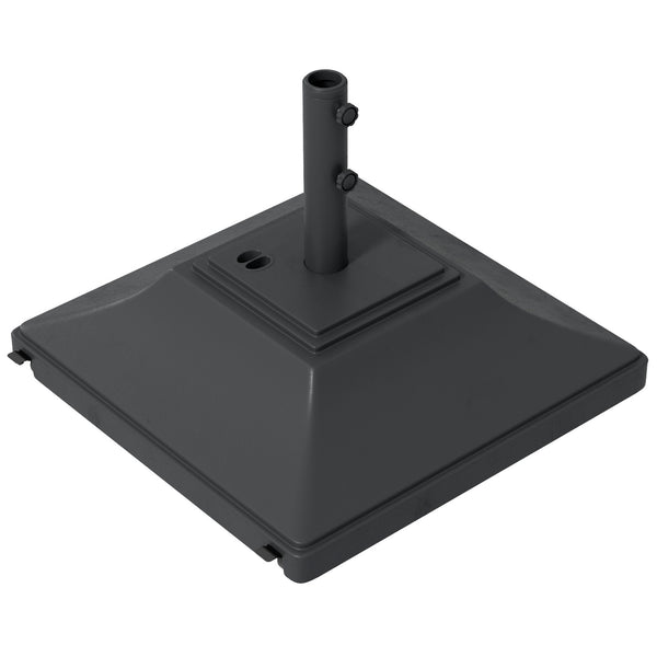 Square Parasol Base with Wheels, 45kg Water or 60kg Sand Filled, Heavy Duty HDPE Umbrella Stand with Double Adjustable Knob, Fillable Parasol Stand for 38mm and 48mm Poles, Black