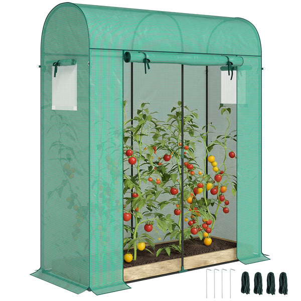 6' x 2' x 6.6' Mini Greenhouse, Portable Garden Green House with Roll-up Door and Mesh Windows, Small Plant Greenhouse with PE Cover, Steel Frame for Indoor Outdoor, Green