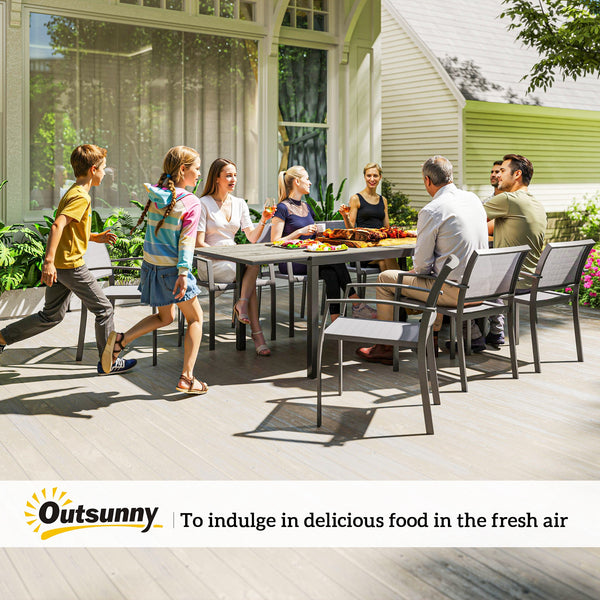 Extendable Patio Dining Table, 63"-94.5" Adjustable Outdoor Dining Table for 6-8 Person, Rectangular Table with Aluminium Edging, Steel Frame, for Porch, Deck, Garden