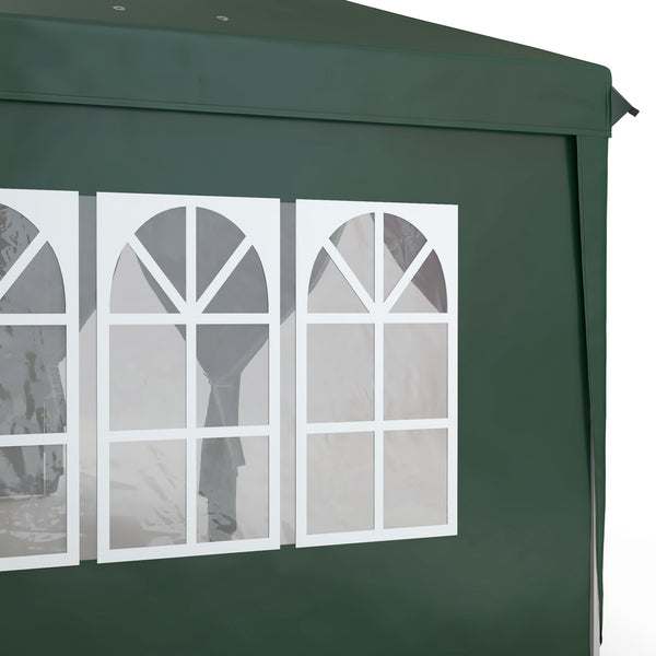 3 x 6 m Pop Up Gazebo with Sides and Windows, Height Adjustable Wedding Camping Party Tent Canopy Marquee with Storage Bag for Garden, Event, Green