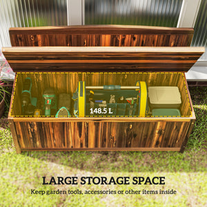 Garden Arch Wood Bench Outdoor Storage Box Garden Furniture Chair 115L x 45W x 75Hcm, Brown