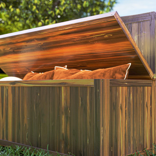 Garden Arch Wood Bench Outdoor Storage Box Garden Furniture Chair 115L x 45W x 75Hcm, Brown