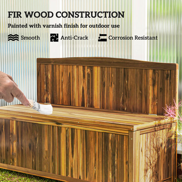 Garden Arch Wood Bench Outdoor Storage Box Garden Furniture Chair 115L x 45W x 75Hcm, Brown