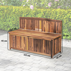 Garden Arch Wood Bench Outdoor Storage Box Garden Furniture Chair 115L x 45W x 75Hcm, Brown