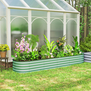 8' x 2' x 1' Galvanized Raised Garden Bed Kit, Outdoor Metal Elevated Planter Box with Safety Edging, Easy DIY Stock Tank for Growing Flowers, Herbs & Vegetables, Green