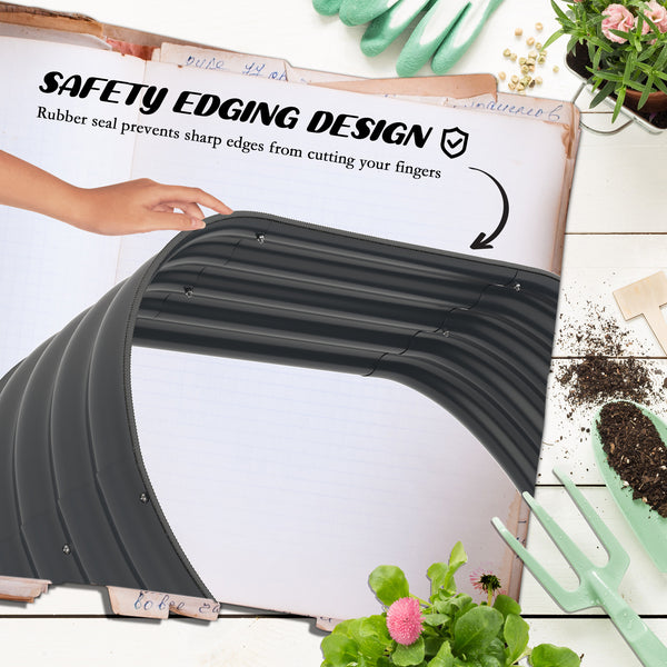 3-Tier Raised Garden Bed Kit, 5.2x3.6x2.7ft Outdoor Galvanized Planter Box with Safety Edging for Vegetables, Flowers, Fruits and Herbs, Dark Grey