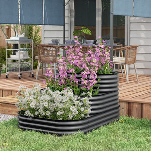 3-Tier Raised Garden Bed Kit, 5.2x3.6x2.7ft Outdoor Galvanized Planter Box with Safety Edging for Vegetables, Flowers, Fruits and Herbs, Dark Grey