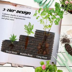 3-Tier Raised Garden Bed Kit, 5.2x3.6x2.7ft Outdoor Galvanized Planter Box with Safety Edging for Vegetables, Flowers, Fruits and Herbs, Dark Grey