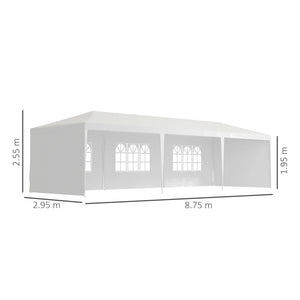 Garden Gazebo Marquee Party Wedding Tent Canopy (9m x 3m) - White