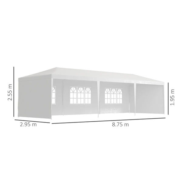 Garden Gazebo Marquee Party Wedding Tent Canopy (9m x 3m) - White