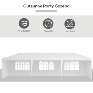 Garden Gazebo Marquee Party Wedding Tent Canopy (9m x 3m) - White